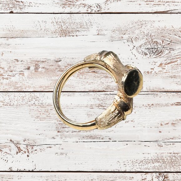 Avon Bamboo Ring Gold Tone Metal Adjustable Size 6-7.5 Vintage 1970s - Picture 7 of 7